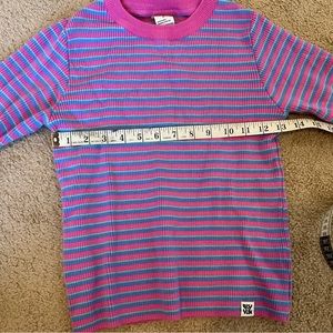Lucy & Yak Miranda Knit Top in Purple and Pink Stripe — Size M